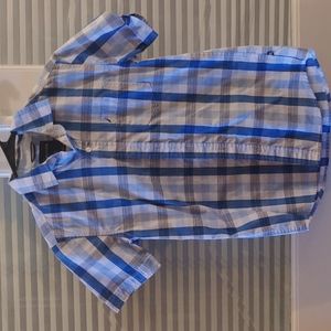 Boy's Blue and White Plaid Shirt
